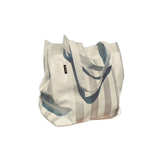 SHOPPER MC WHITE SILVER STRIPES
