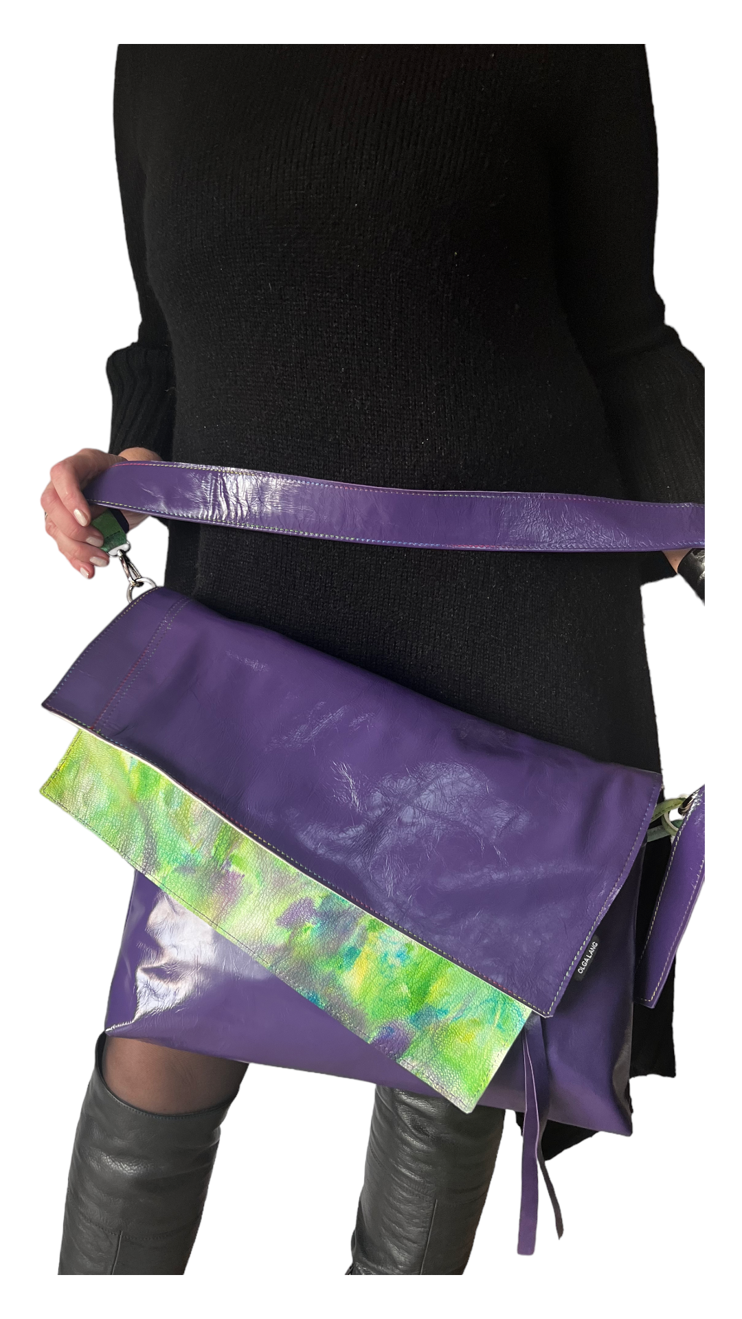 JUMBO BAG Purple handpaint  No: 110109